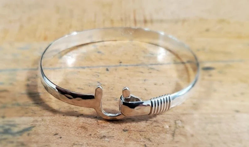 St Croix Hook Bracelet, 6mm Handmade Sterling Silver w/ Silver Wrap